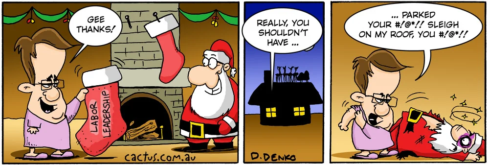 Cactus Island comic strip, three panels, 2003
