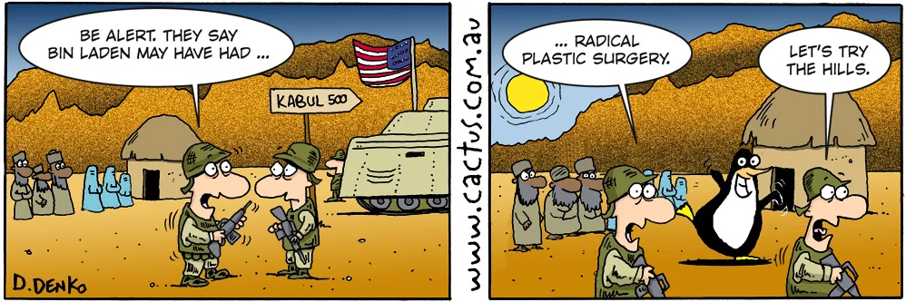 Cactus Island comic strip, three panels, 2004